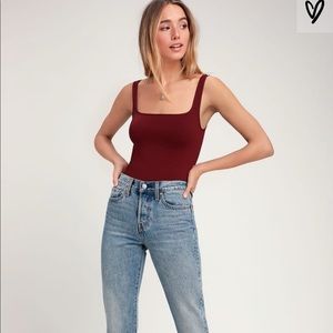 Lulus BURGUNDY SEAMLESS TANK TOP